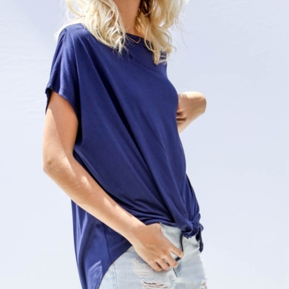 New Oversized Off Shoulder Twist Knot Top - Picture 4 of 9